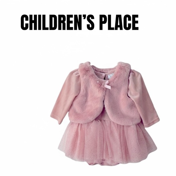 092 The Children's Place Pink Tulle Dress with Vest - Picture 1 of 9